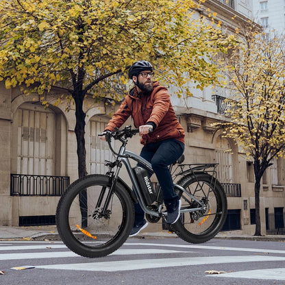 750W Mountain Electric Bicycle 48V 15Ah Removable Battery E-Bike，26" Fat Tire Electric Bike for Adults, Shimano 21 Speed Front Suspension Electric Bicycle UL2849