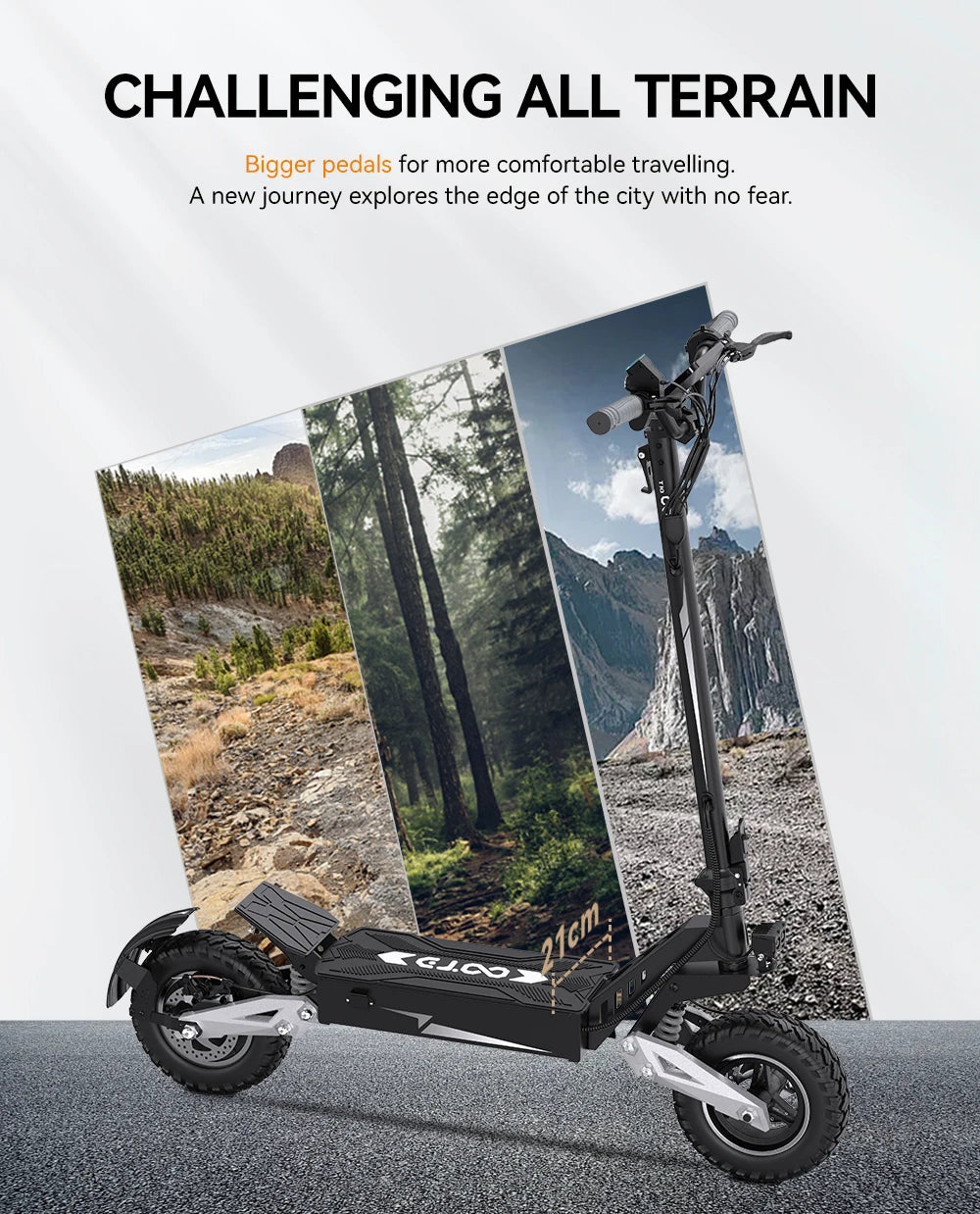 T10 E-Scooter 900W Peak Motor 48V13.5Ah Lithium Battery Large Screen LED Display Electric Scooter 11-Inch Tire Scooters Electric