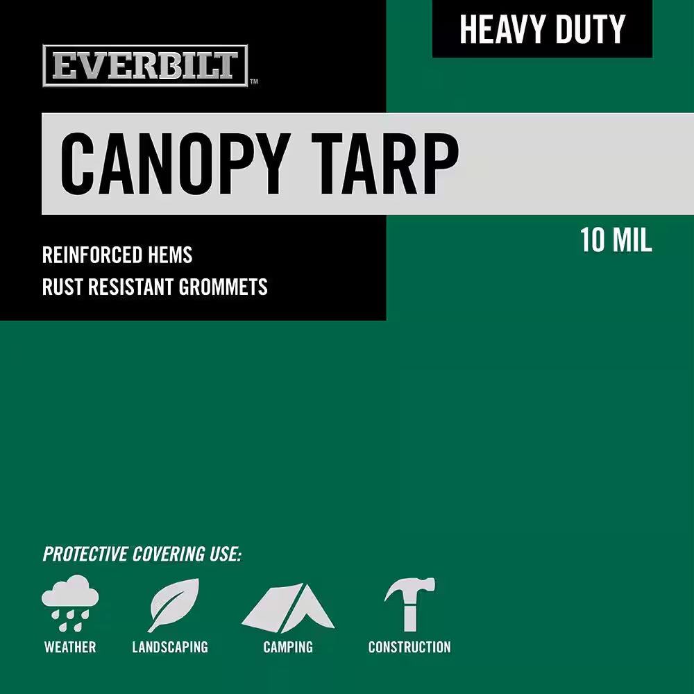 10 Ft. X 20 Ft. Black and Silver Heavy Duty Tarp