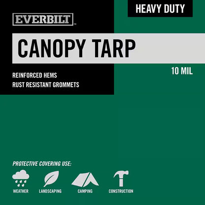 10 Ft. X 20 Ft. Black and Silver Heavy Duty Tarp