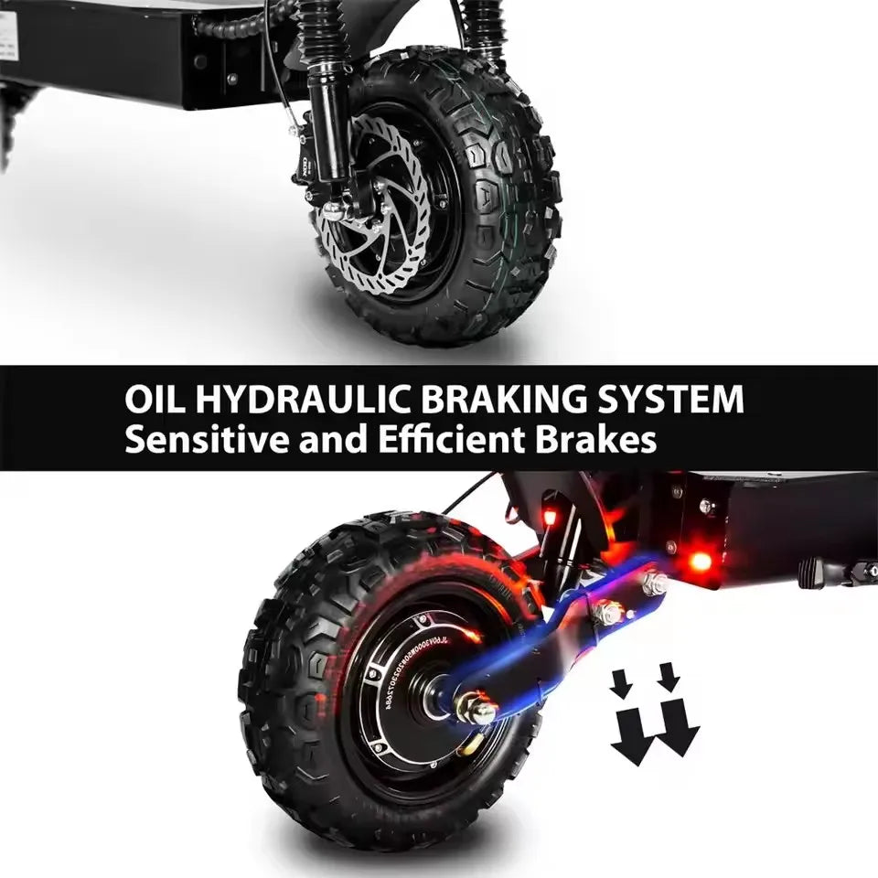 6000W High Power Adult Electric Scooter Off-Road Commute Foldable 60V 38Ah Large Battery 60 Miles Range 50 Mph Fast E-Scooter