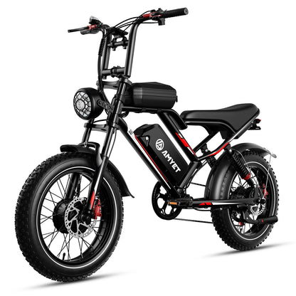 AMYET S8 Adults Electric Bike for Men 2000W Dual Motor Bicycle 48V 25AH Battery 20" Ebike Electric E Bikes Mountain Moped Ebikes