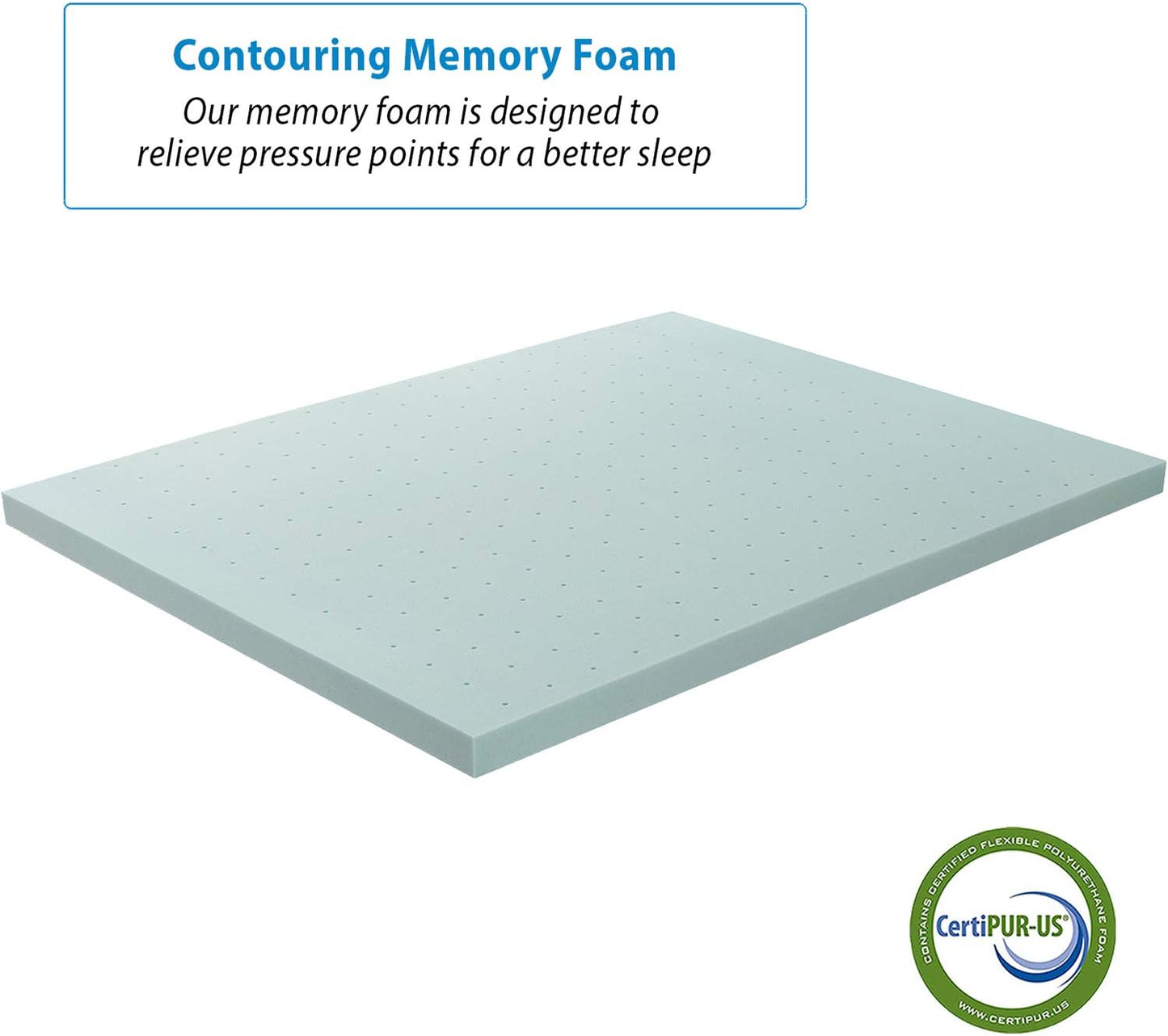 Nestl Bedding Mattress Topper, 2 Inch Memory Foam Topper, Gel Infused Memory Foam Mattress Topper, Ventilated Design Mattress Pad, Twin, Blue