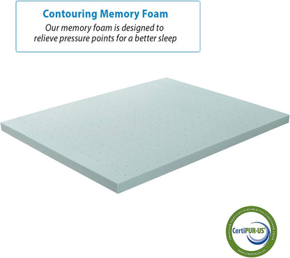 Nestl Bedding Mattress Topper, 2 Inch Memory Foam Topper, Gel Infused Memory Foam Mattress Topper, Ventilated Design Mattress Pad, Twin, Blue