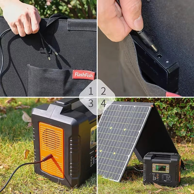 100W Portable Foldable Solar Panel 18V Battery Cell Charger USB QC3.0 for Outdoor Solar Generator Backup Tablet Camping RV Trip