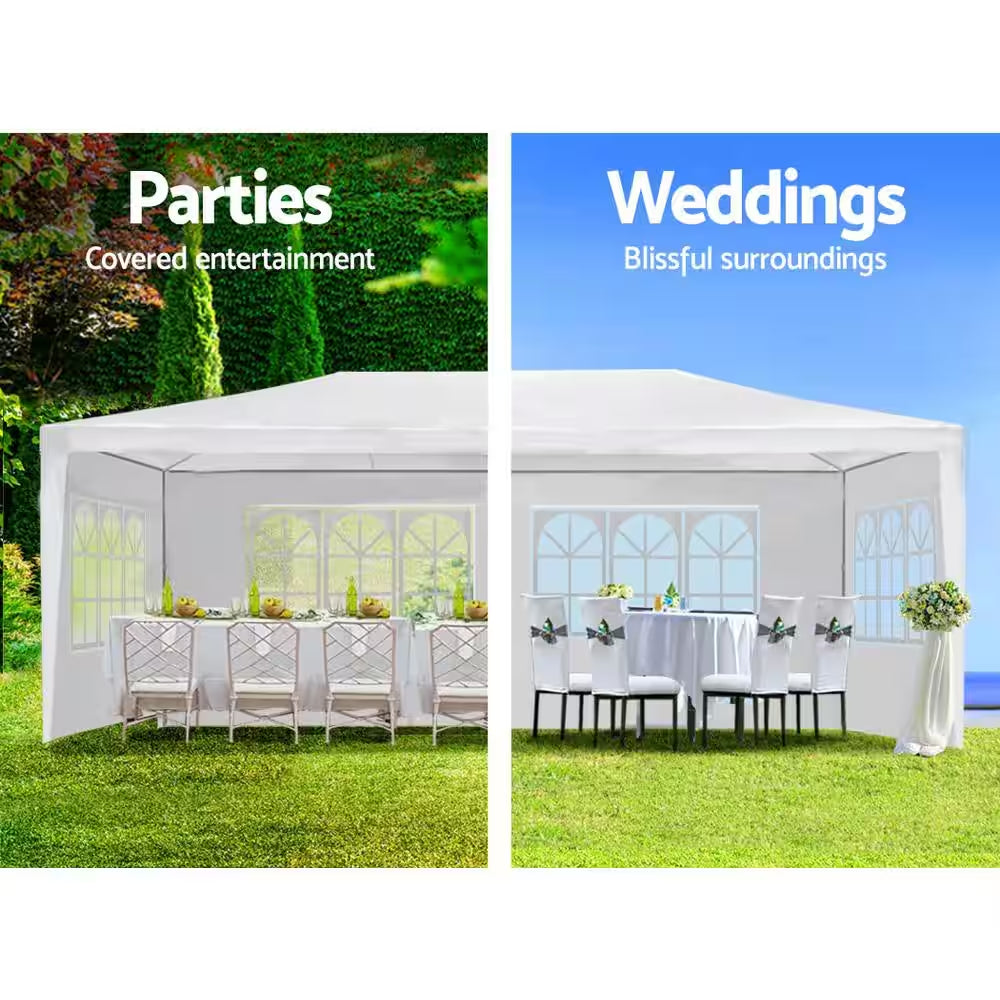 10 Ft. X 20 Ft. White Pop-Up Canopy Wedding Party Canopy Tent Outdoor Gazebo with 6-Removable Sidewalls