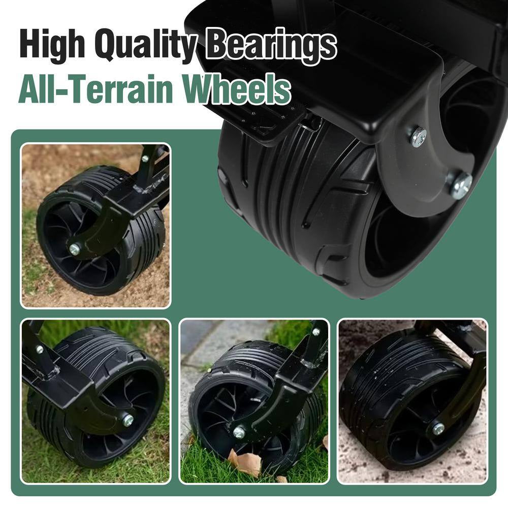 23.4 Cu. Ft. Steel Purple Heavy-Duty Folding Beach Wagon Garden Cart with 220 Lbs. Large Capacity, Big Wheels