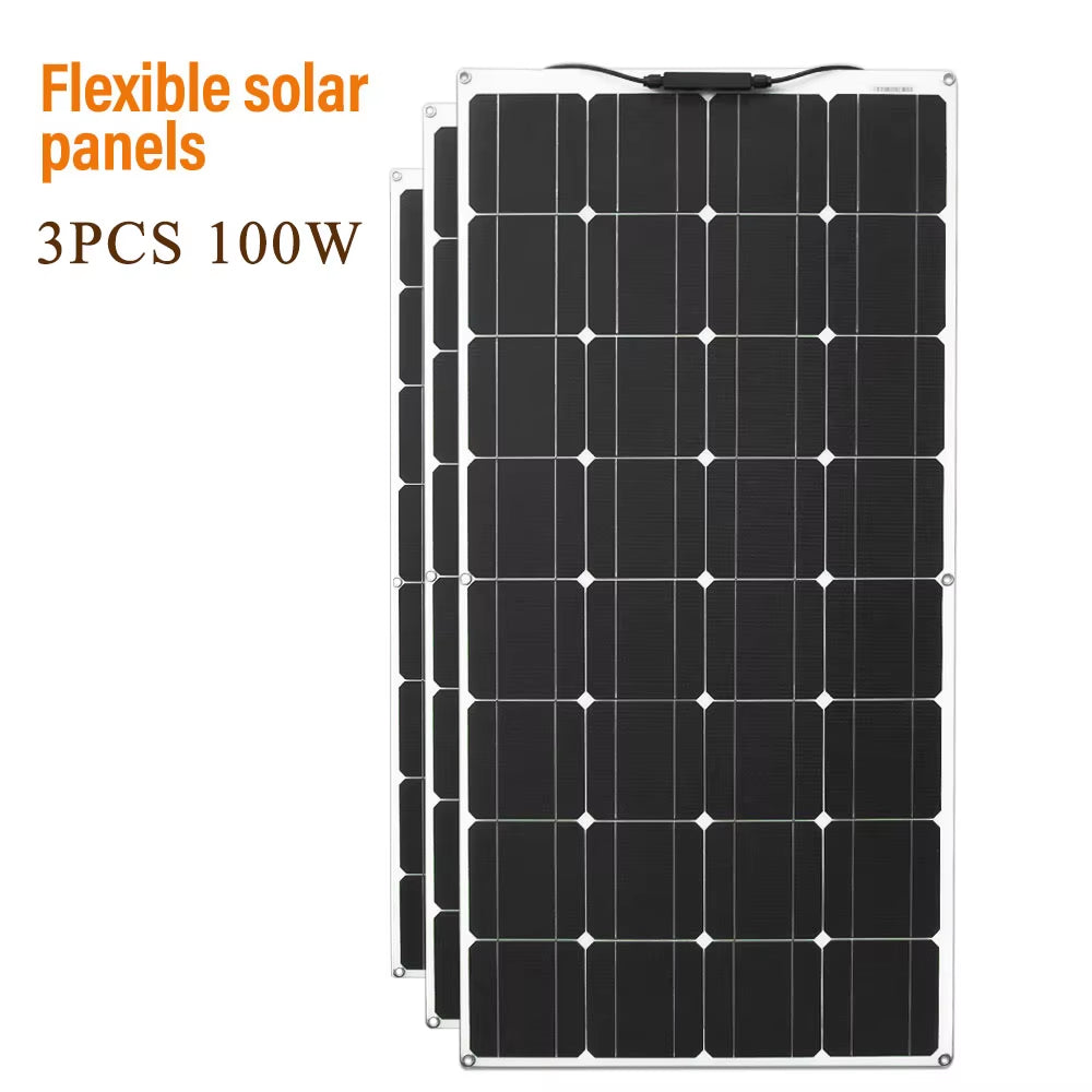 100 Watt Solar Panel 200W 300W 400W Flexible PET Photatic Monocrystalline Cell 12V 24V Battery Charger 1000W Home Solar Panel