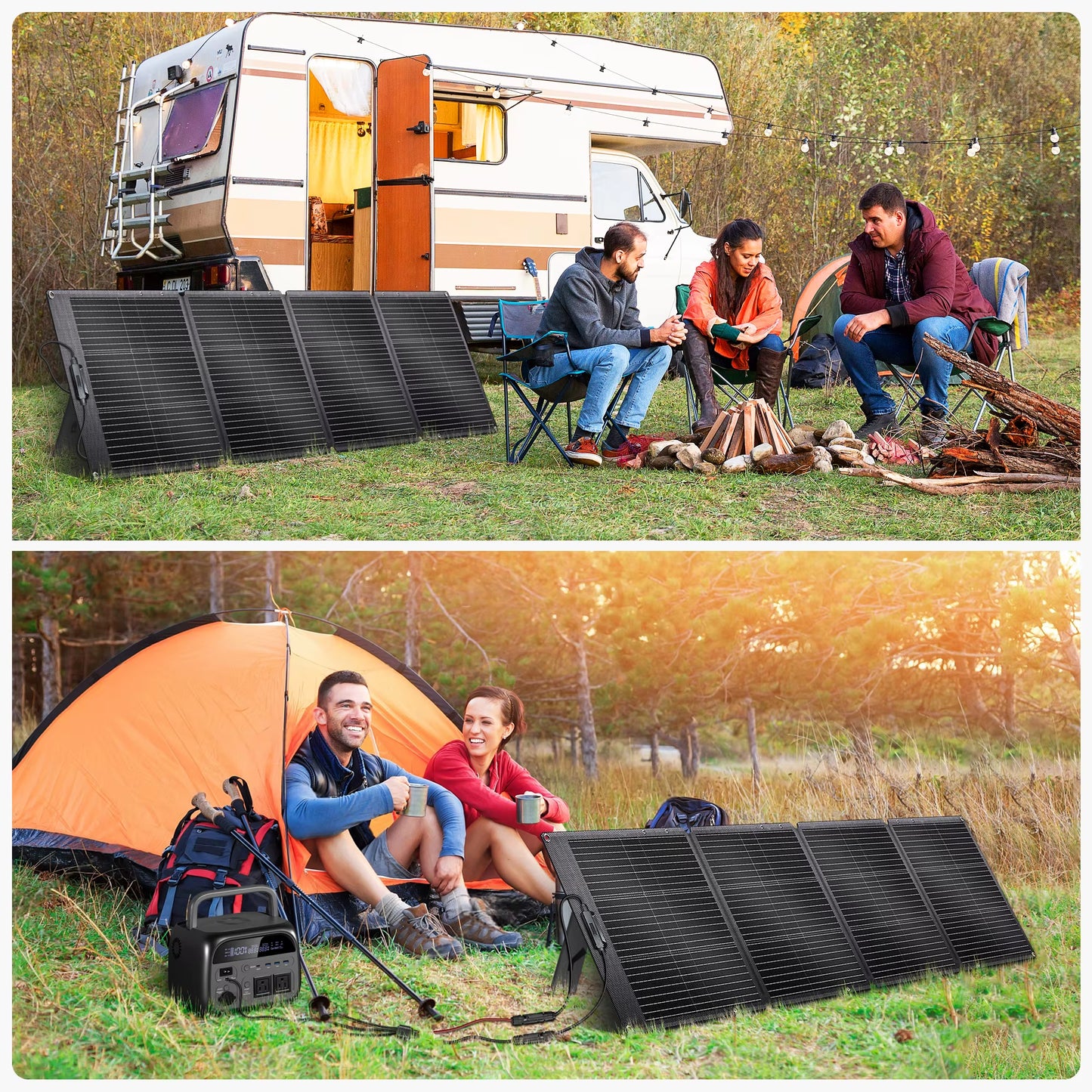 CTOLITY SPC200 Updated 200W Foldable Solar Charger 20.5V Portable Solar Panel IP68 Waterproof Power Backup Power Station RV Camp