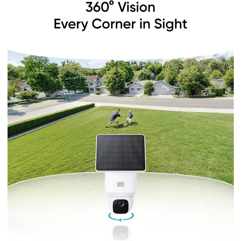 2 Pack, Security Cameras Wireless Outdoor, Solar Camera Outdoor Wireless, 360° Pan, AI Tracking, 2K C