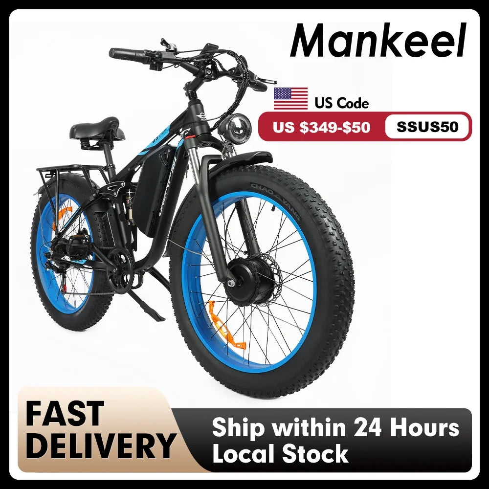 Mankeel DP-2603 Electric Bike 3000W Dual Motor 48V 25Ah Removable Battery 26" Off-Road Fat Tyre Electric Bicycles for Adult