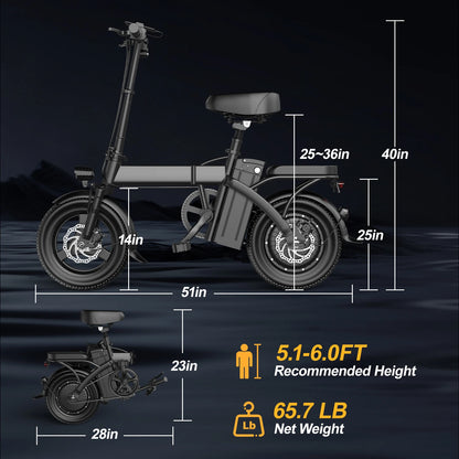 Folding Electric Motorcycles Bike for Adults, 48V 20Ah/15Ah/10Ah Commuting Ebikes 500W Brushless Motor Folding Electric Bicycles