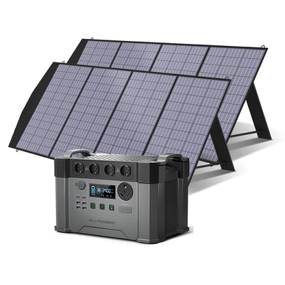 ALLPOWERS S2000 Pro Outdoor Generator 2400W MPPT Portable Power Station with 4X100W Folable Solar Panels for RV Camping, Home