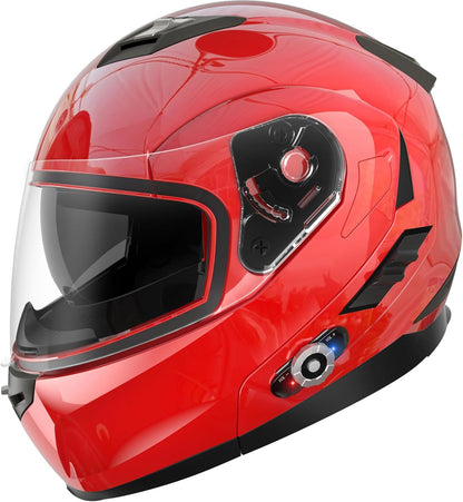 Freedconn BM2-S Bluetooth Motorcycle Helmet, Flip-Up Modular Motorbike Helmet, 500M Connectivity for 2-3 Riders, Voice Dial, Hands-Free Call, MP3, FM, DOT Certified (Medium, Gloss Black)