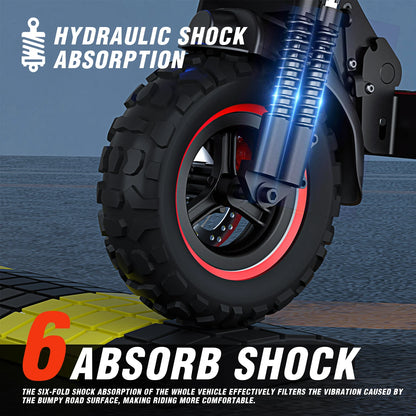 Foldable 1200W Electric Scooter with Seat for Adults, 11'' Off-Road Tires, Dual Brake and Suspension System Commuter E-Scooter