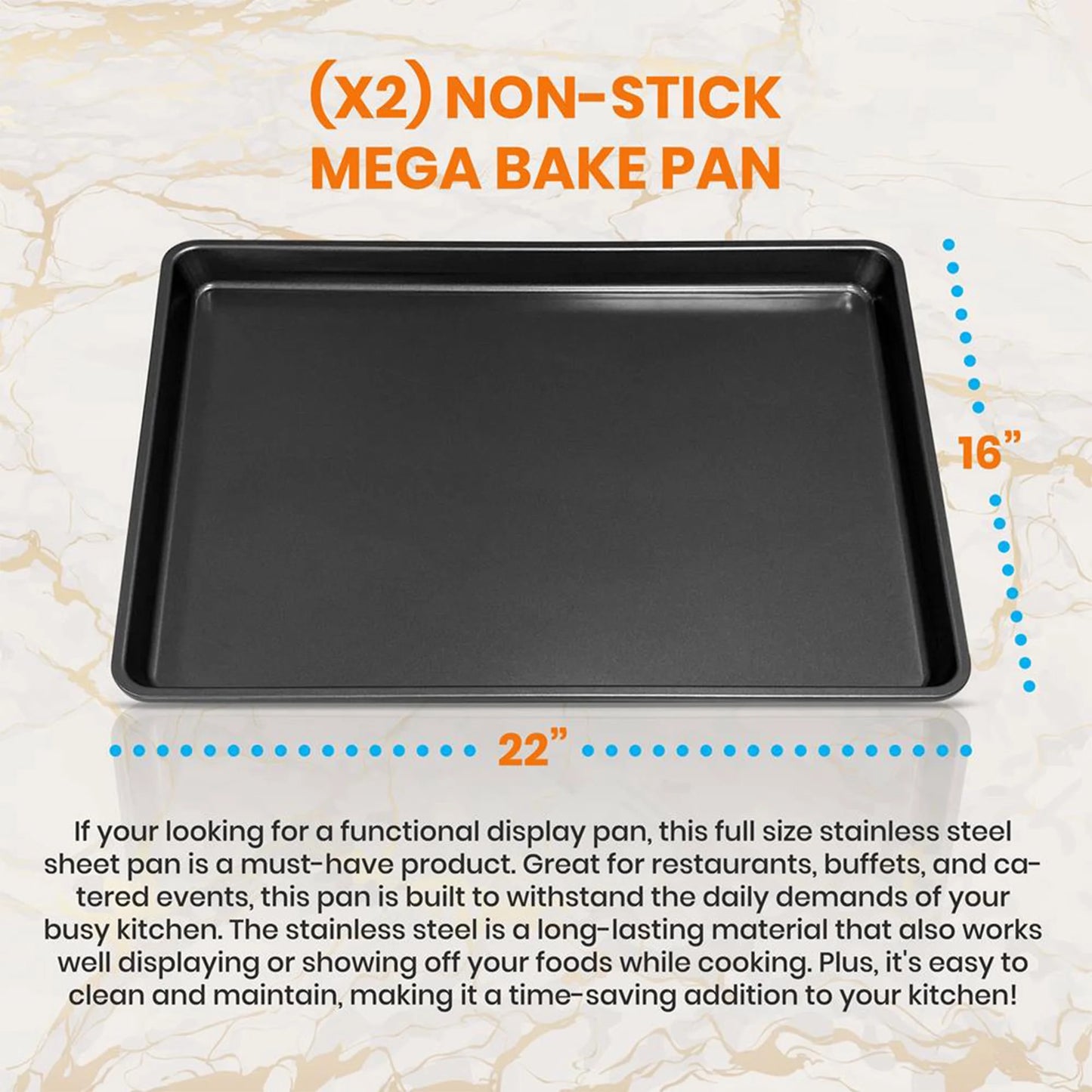 Nutrichef Extra Large Nonstick Rimmed Cookie and Baking Sheets, Set of 2