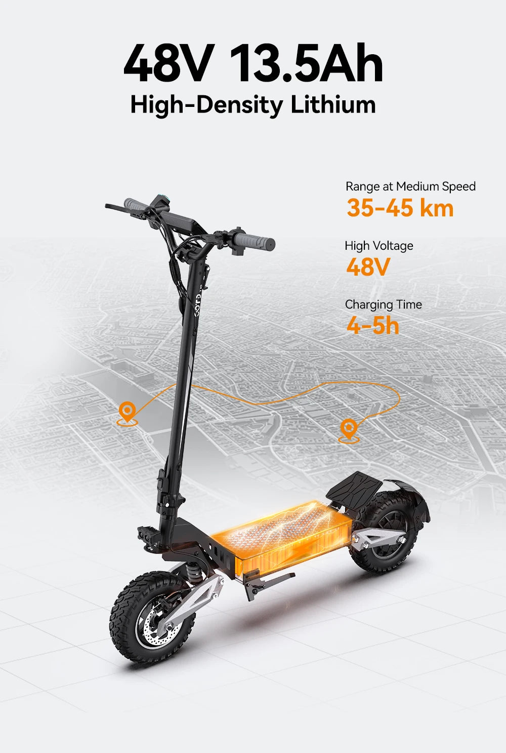 T10 E-Scooter 900W Peak Motor 48V13.5Ah Lithium Battery Large Screen LED Display Electric Scooter 11-Inch Tire Scooters Electric