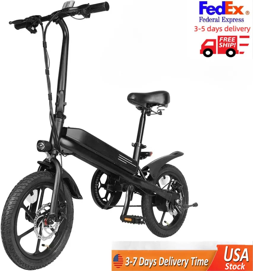 Electric Bike for Adult 250W Motor Top Speed 32MPH Folding Ebike 36V 7.8Ah 16"Fat Tire Electric Bicycles with Dual Suspension