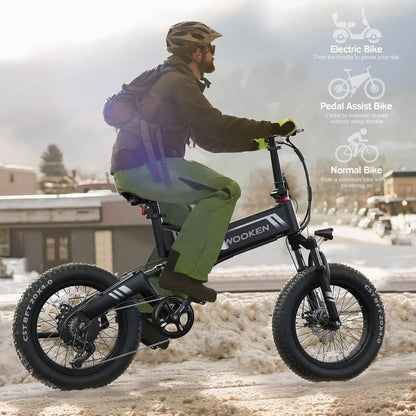 20Electric Bike for Adults 500W Brushless Motor (Peak 750W), 20MPH Fat Tire Ebike, Foldable Adult Electric Bicycles
