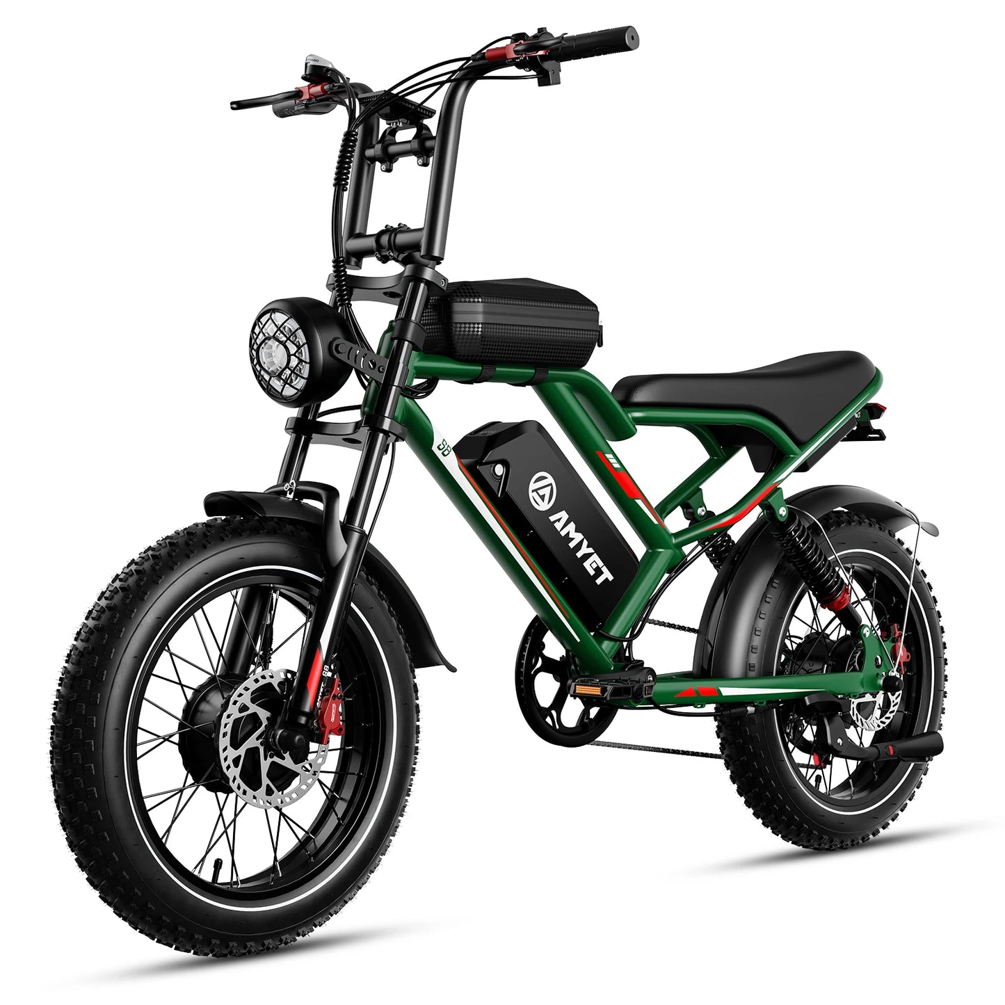 AMYET S8 Adults Electric Bike for Men 2000W Dual Motor Bicycle 48V 25AH Battery 20" Ebike Electric E Bikes Mountain Moped Ebikes