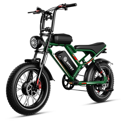 AMYET S8 Adults Electric Bike for Men 2000W Dual Motor Bicycle 48V 25AH Battery 20" Ebike Electric E Bikes Mountain Moped Ebikes