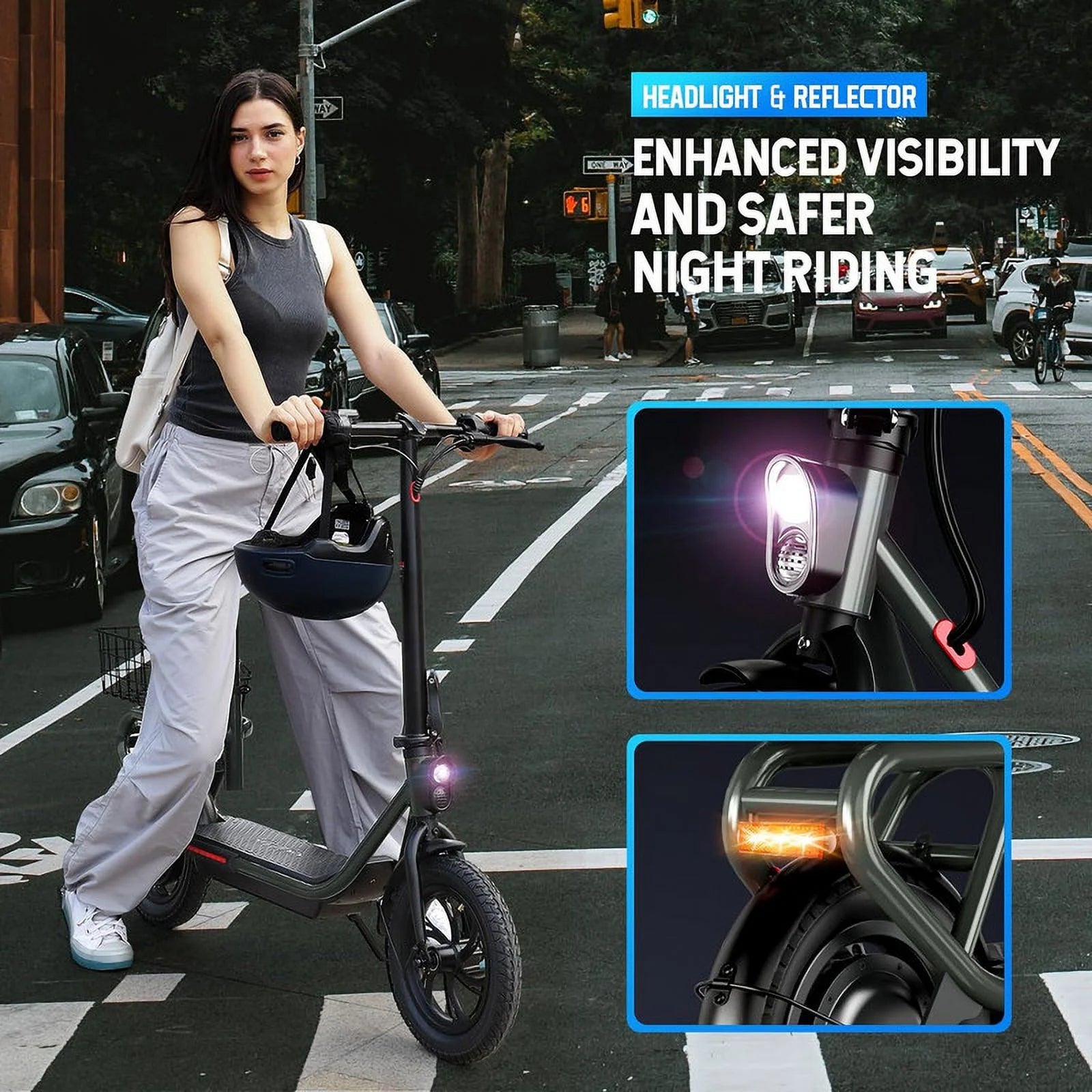SISIGAD Electric Scooter for Adults with Seat, 30 Miles Long Range & 16 Mph Power by 500W Motor, 12" Pneumatic Tire & Height Adjustable Seat