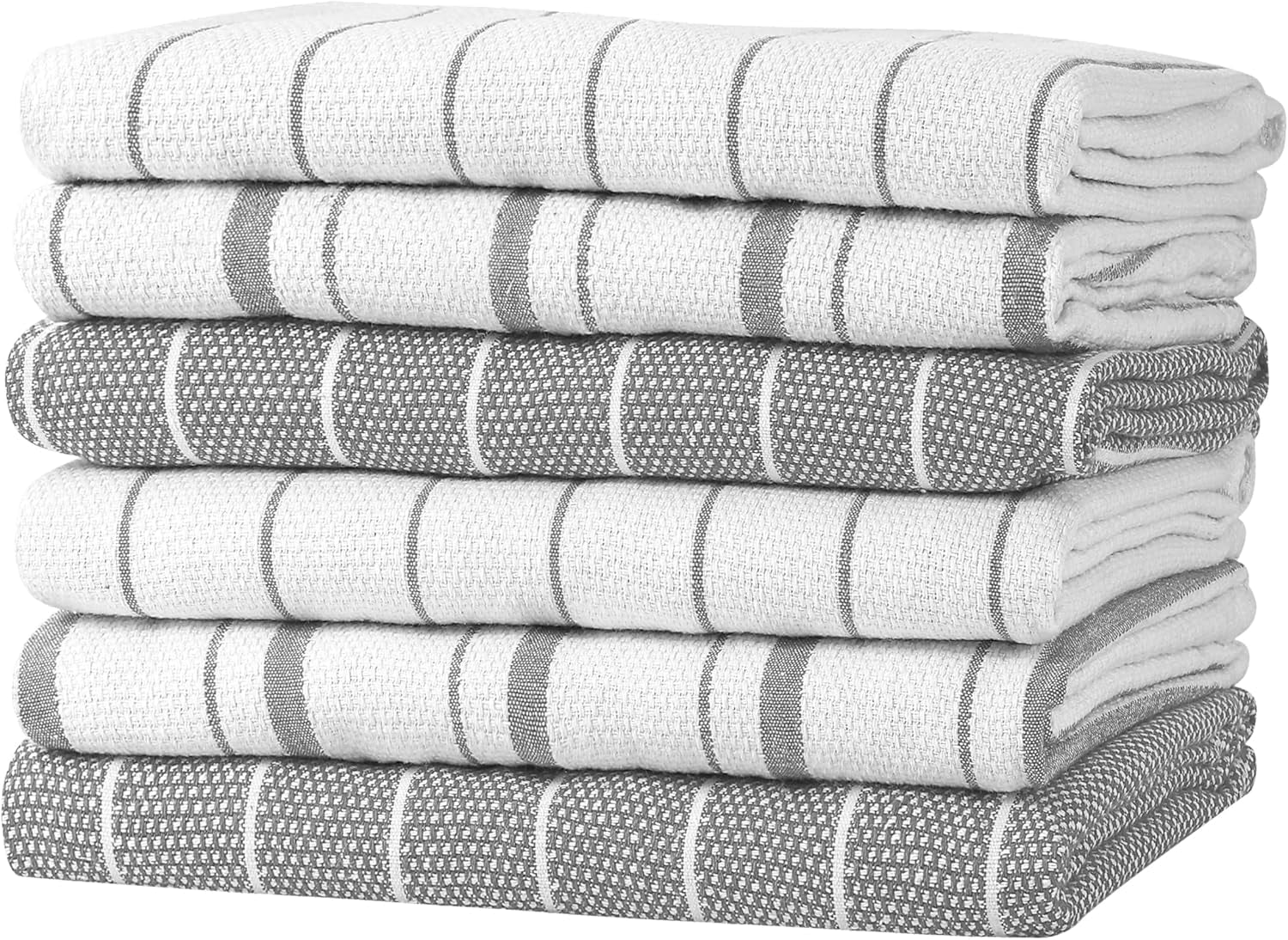 Zeppoli Classic Kitchen Towels - 30 Pack 100% Natural Cotton Towel Set, Reusable Wash Cloths, Absorbent Dish Towels, Machine Washable Hand Towels, Kitchen Essentials, 14” by 25”, Black Striped