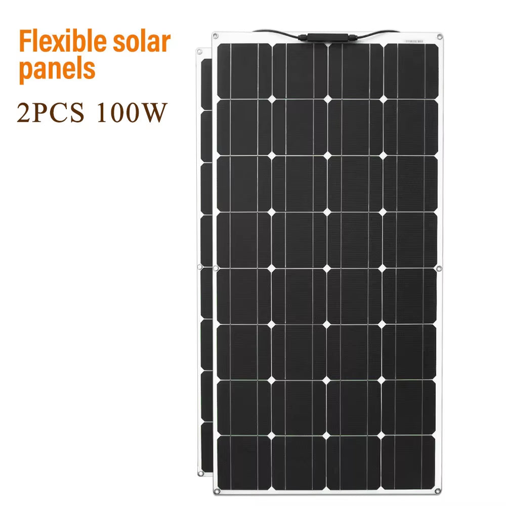 100 Watt Solar Panel 200W 300W 400W Flexible PET Photatic Monocrystalline Cell 12V 24V Battery Charger 1000W Home Solar Panel