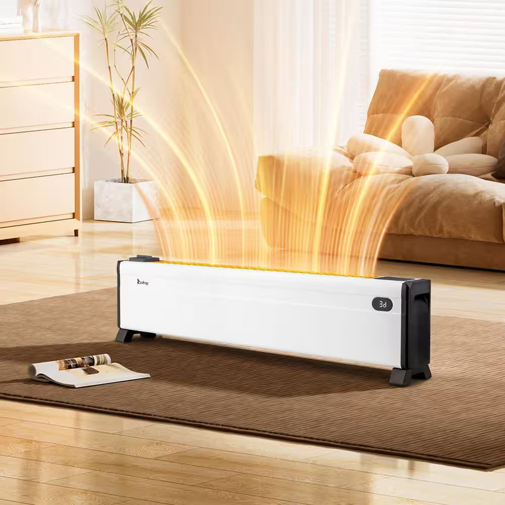 1500-Watt 9.25 In. Indoor Electric Ceramic Space Heater Baseboard Heater with Remote Control