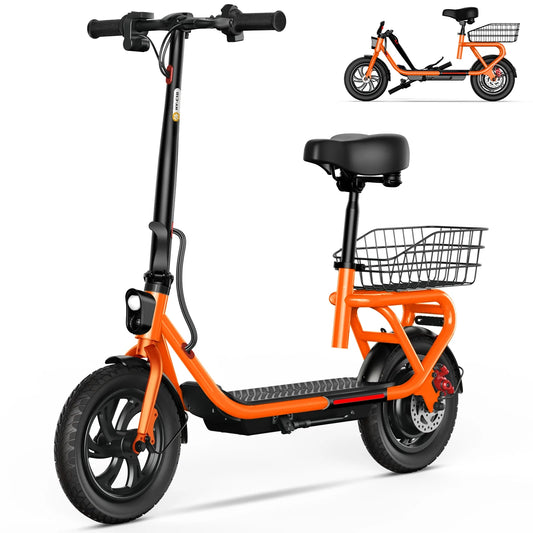 SISIGAD Electric Scooter for Adults with Seat, 30 Miles Long Range & 16 Mph Power by 500W Motor, 12" Pneumatic Tire & Height Adjustable Seat