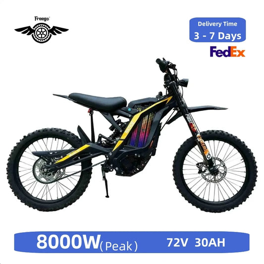 Freego Electric Motorcycle for Adults Electric Mountain Dirt Bike 8000W(Peak) Motor 72V 30Ah Removable Battery 19" X2 Tire