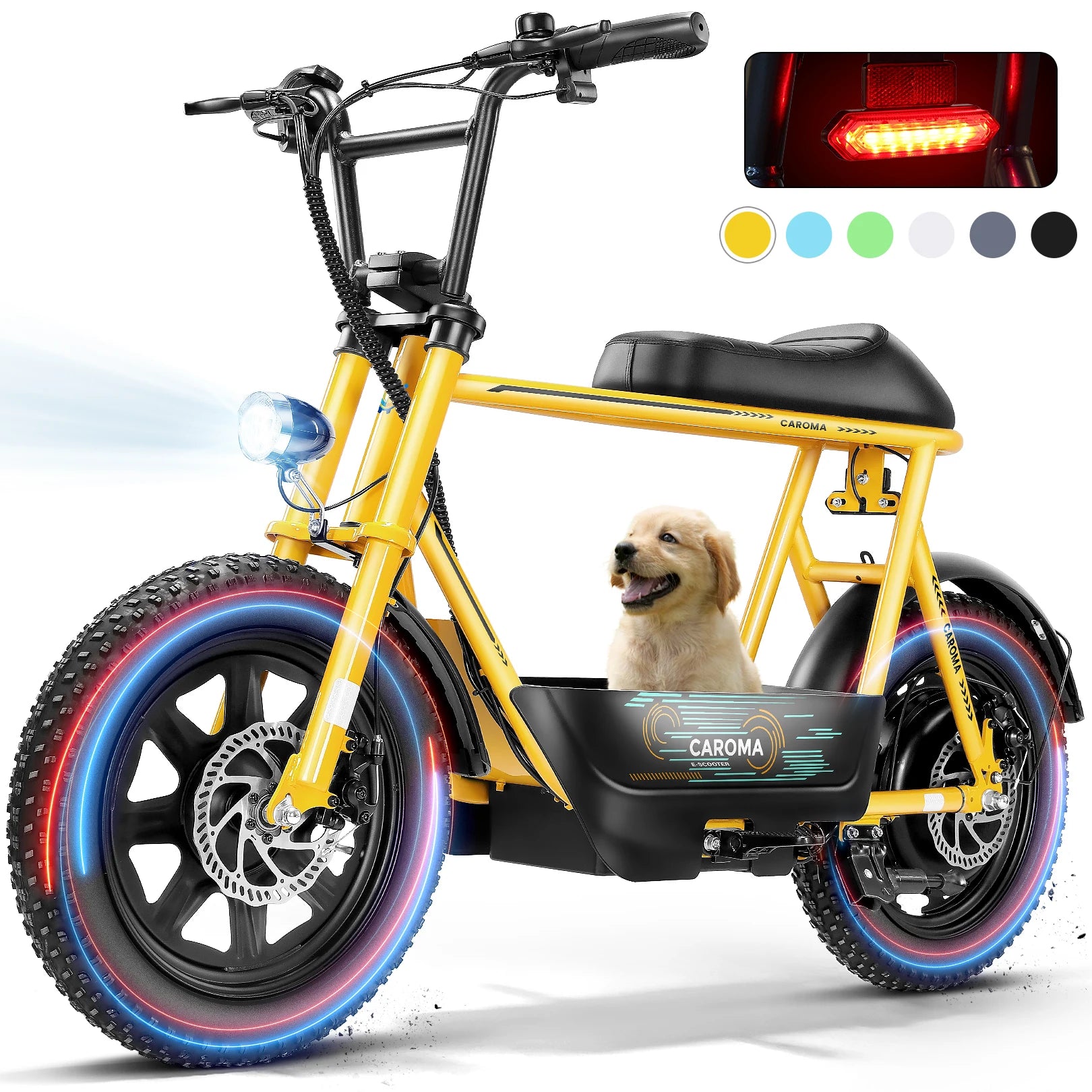 Peak 819W Electric Scooters with Seat for Adults, 16" Fat Tire for All-Terrain, Commuter Ebike for Teens, with Carry Basket