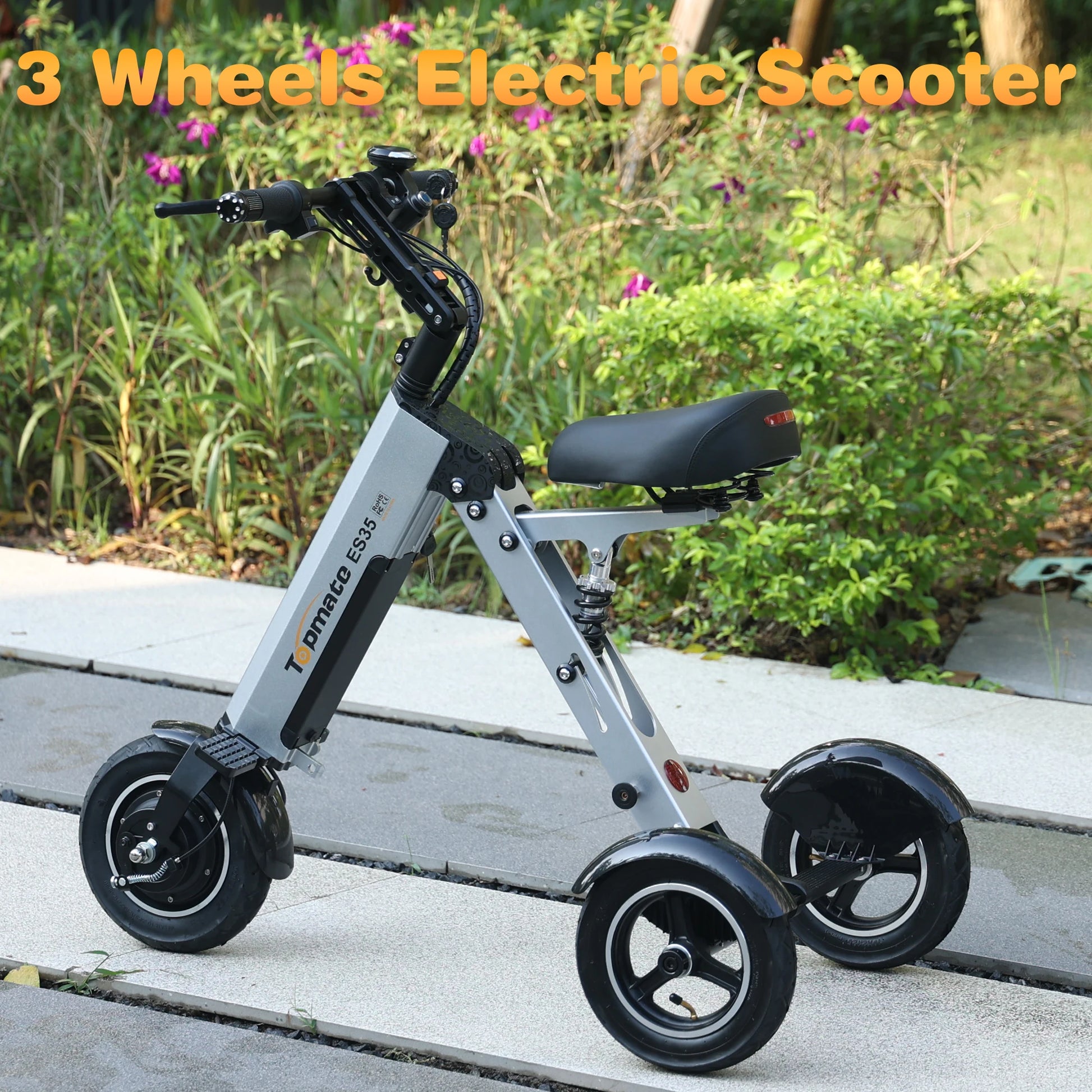 Tpmate ES35 Lightweight Foldable Electric Scooter 3 Wheel Mobility Trike for Adults with Removable Battery 15Mph