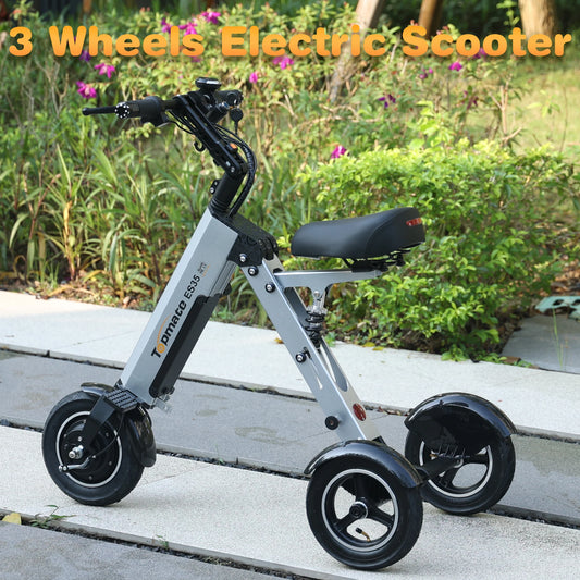 Tpmate ES35 Lightweight Foldable Electric Scooter 3 Wheel Mobility Trike for Adults with Removable Battery 15Mph
