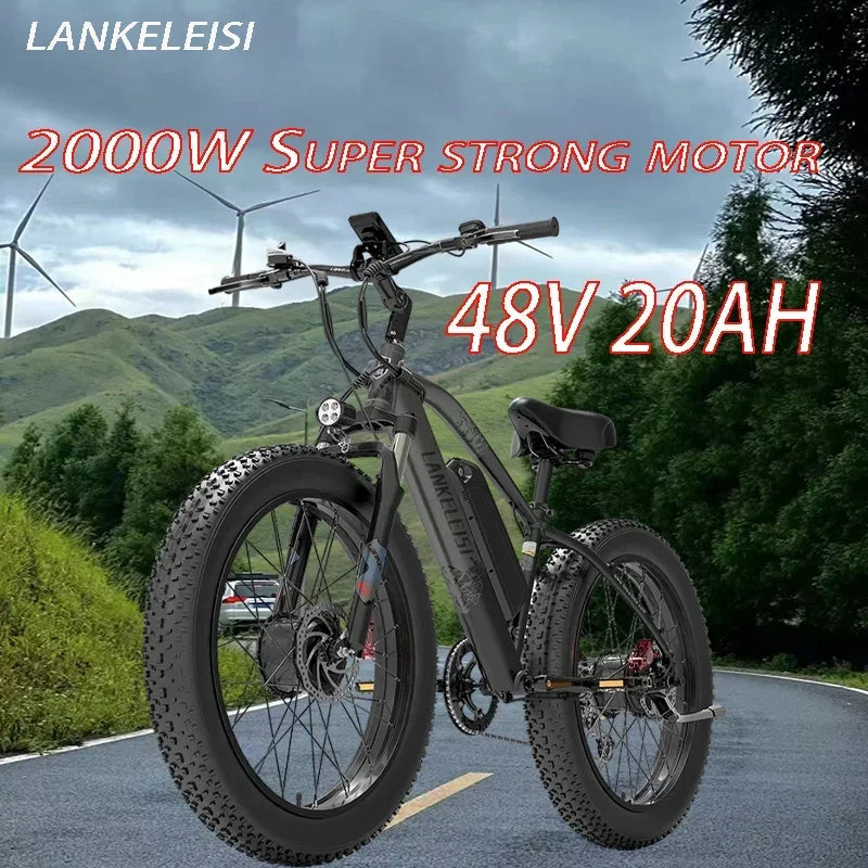 LANKELEISI MG740PLUS Electric Bike 2000W Motor 48V20AH Mountain Adult Electric Bicycles Fat Tire Full Suspension Off-Road Ebike