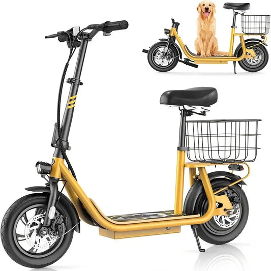 Caroma Electric Scooters for Adults&Teens, 350W Peak Motor, 30 Miles Max Range, Foldable Electric Scooter and Detachable Basket