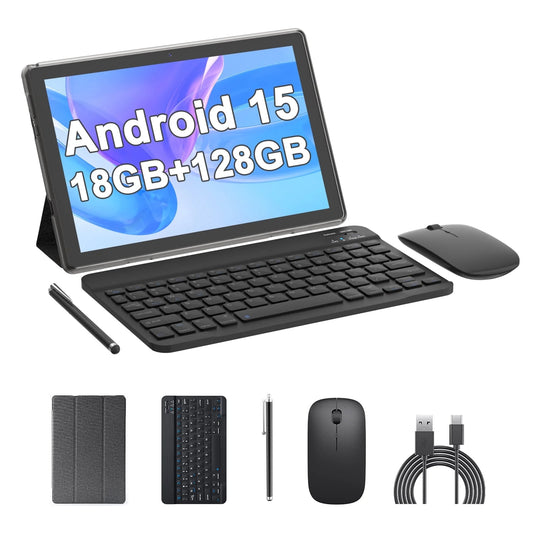 2024 Newest Android 13 Tablet 10 Inch, 12GB RAM 128GB ROM/1TB Expandable Tablet PC, 2 in 1 Tablets with Keyboard, Quad-Core 2.0Ghz CPU HD Screen, Google Certified 5G Wifi 6 BT 5.0, 8MP Camera Tableta