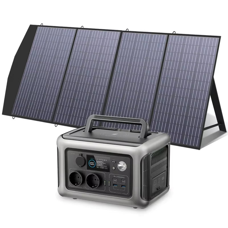 ALLPOWERS Solarpanel 100W 140W 200W Solar Energy Charger with Lifepo4 Battery 299Wh 600W Portable Power Station for Camping RV