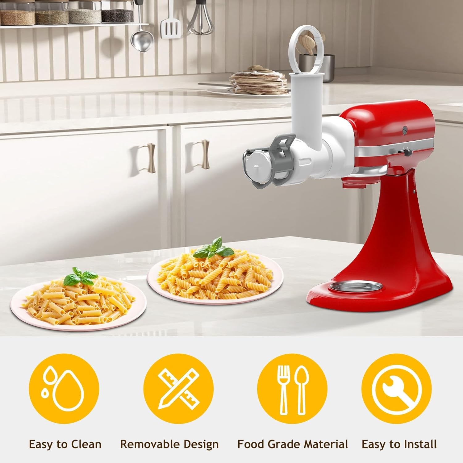 Pasta Maker Attachment for Kitchenaid Stand Mixer with 6 Interchangeabl