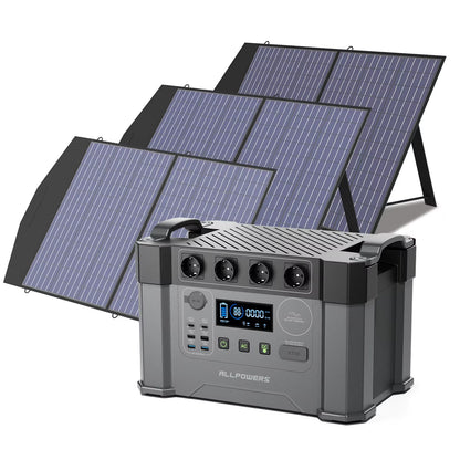 ALLPOWERS S2000 Pro Outdoor Generator 2400W MPPT Portable Power Station with 4X100W Folable Solar Panels for RV Camping, Home