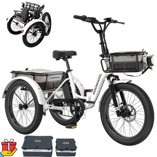 ABORON 20" Fat Tire Electric Trike 750W 48V Motorized Folding Commute E-Bike for Adult, Foldable 3 Wheel Electric Bicycle Trike for Senior Women with Front & Rear Basket, UL2849