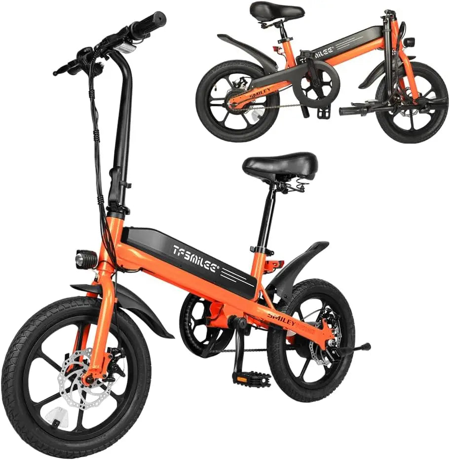 Electric Bike for Adult 250W Motor Top Speed 32MPH Folding Ebike 36V 7.8Ah 16"Fat Tire Electric Bicycles with Dual Suspension