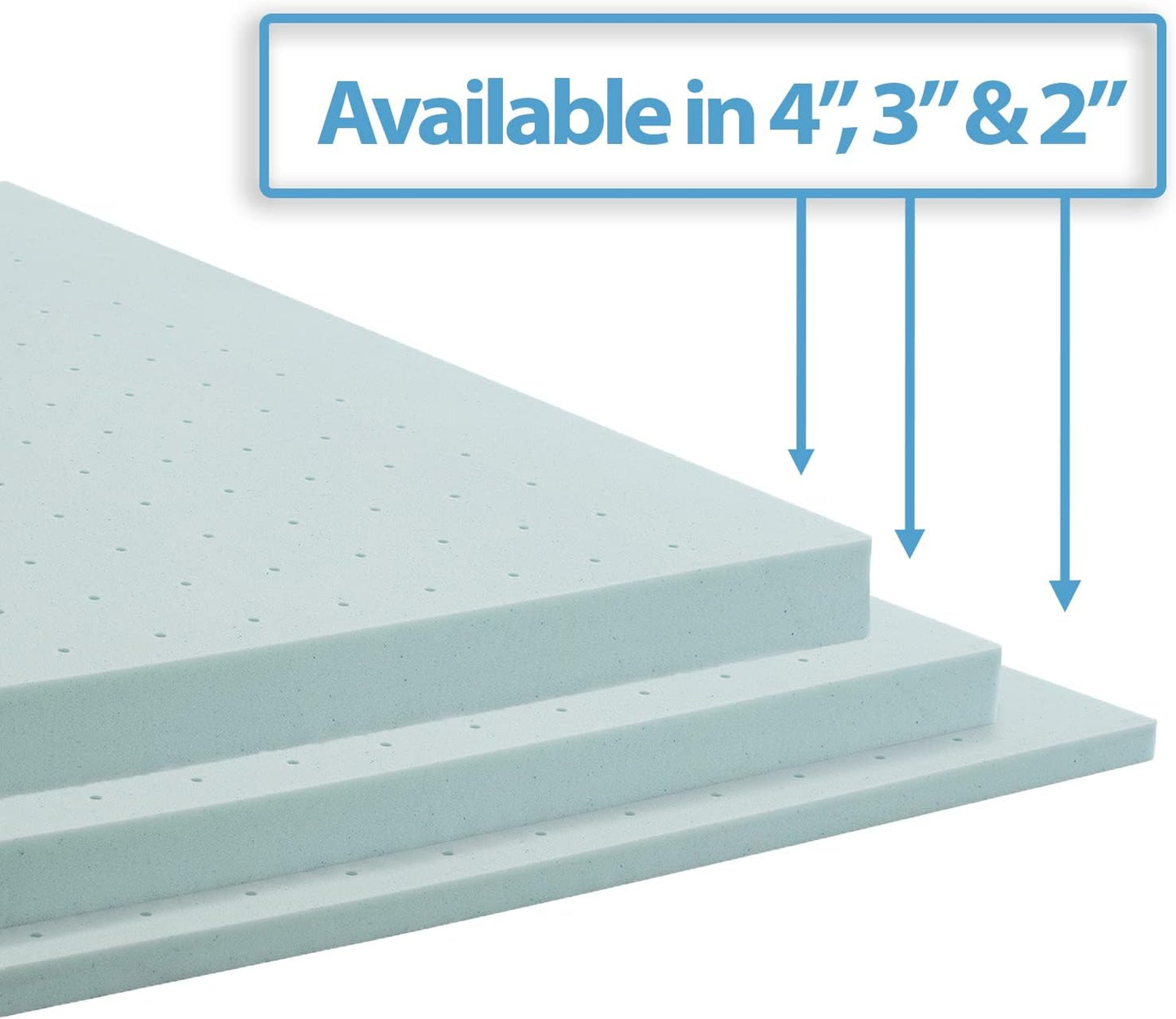 Nestl Bedding Mattress Topper, 2 Inch Memory Foam Topper, Gel Infused Memory Foam Mattress Topper, Ventilated Design Mattress Pad, Twin, Blue