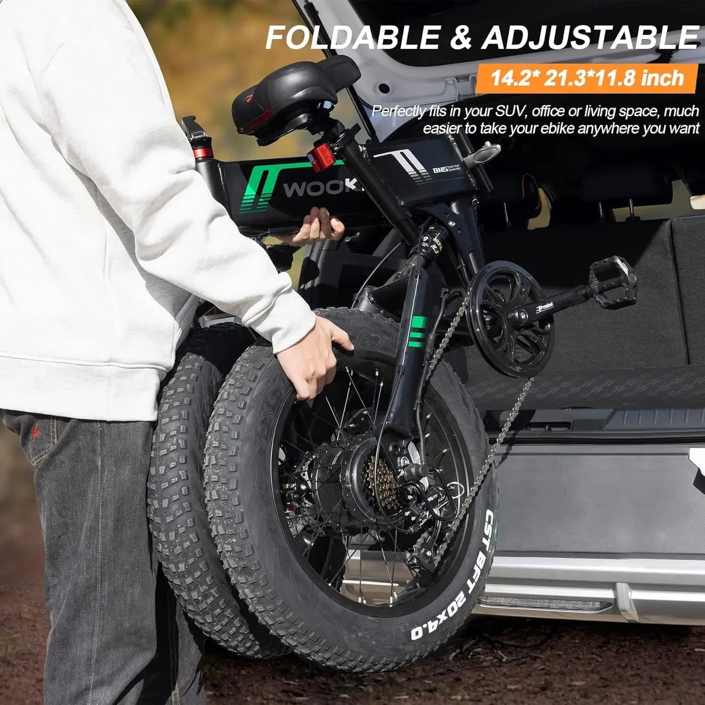 20Electric Bike for Adults 500W Brushless Motor (Peak 750W), 20MPH Fat Tire Ebike, Foldable Adult Electric Bicycles