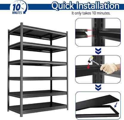 40''W Garage Shelving Heavy Duty Garage Storage Shelves, 3000 LBS Adjustable 5 Tier Industrial Shelving Unit, Metal Utility Shelf for Basement, Warehouse and Workshop (63''Hx40''Wx14''D, Black)