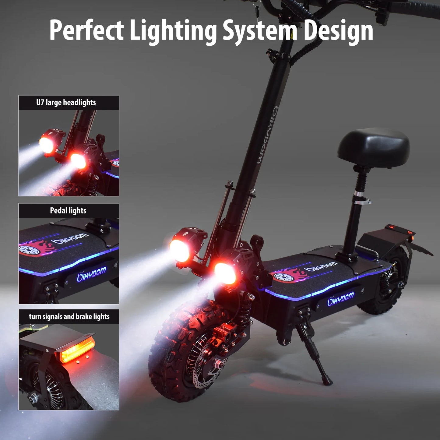 5600W Adult Electric Scooter W/Seat,Dual Motor Escooter, 3 Speed 80Km/H 90Kmrange,60V 27AH,11'' Heavy Duty Vacuum Off-Road Tire