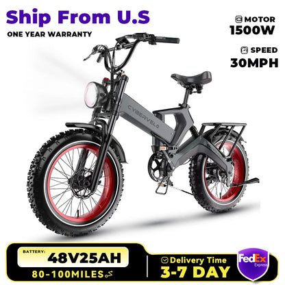 1000W(Peak 2000W)Folding Electric Bike for Adults,35Mph 100Mile,48V 25Ah Removable Battery,20" X 4.0 Fat Tire Foldable Electric
