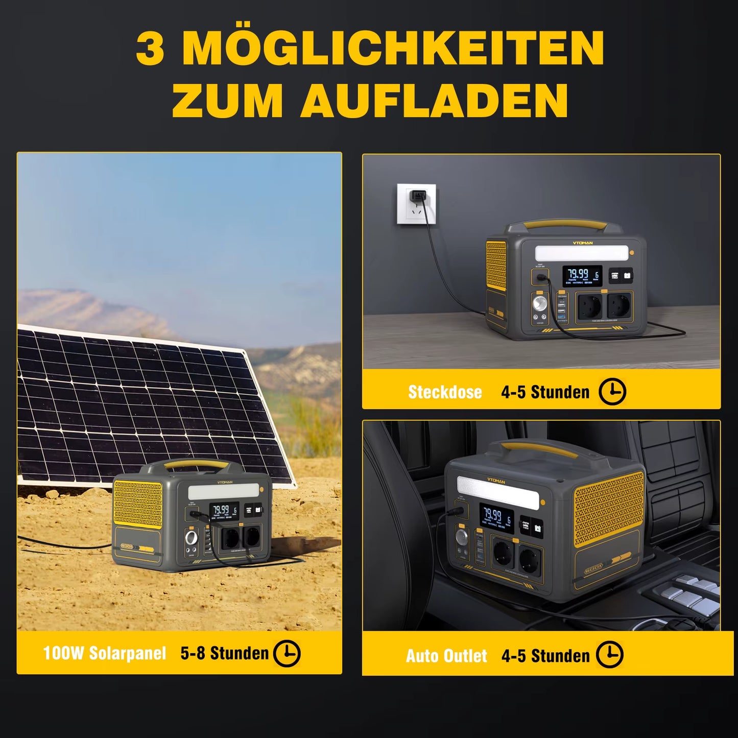 VTOMAN JUMP 600X Portable Power Station 299Wh Solar Generator Lifepo4 1200W Peak Power Powerstation Emergency Backup