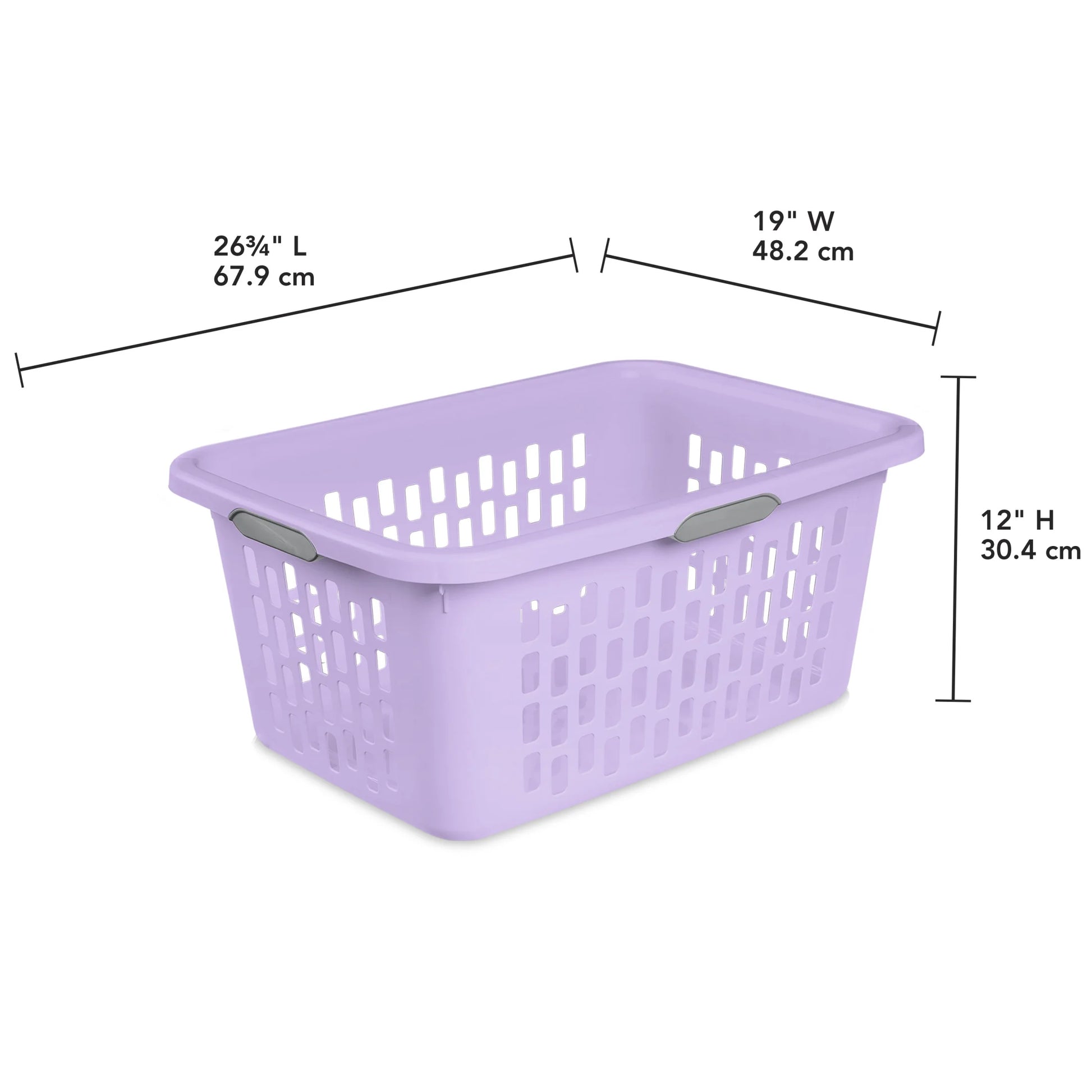 Sterilite 2 Bushel Laundry Basket, Large Plastic Laundry Basket with 4 Comfort Grip Handles, Lilac Bud, 6 Pack