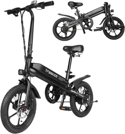 Electric Bike for Adult 250W Motor Top Speed 32MPH Folding Ebike 36V 7.8Ah 16"Fat Tire Electric Bicycles with Dual Suspension